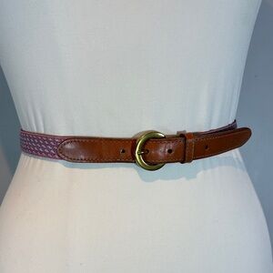 Vineyard Vines Pink Whale Canvas Belt w/ Leather Trim size medium